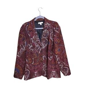 ColdWater Creek Women’s Vintage Tapestry Print Button Front Blazer Sz. 2x EUC